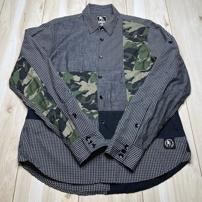 Camisa PRPS GOOD & CO Camuflada a Rayas Patrón Mixto Abotonada L/S Hombres Talla XL Foto 1 de 4