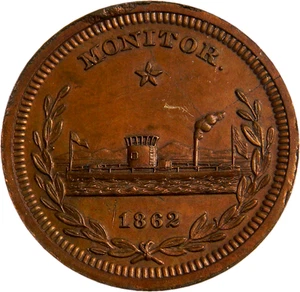 "1862" (1864) George B. McClellan / Monitor Campaña Medalla PCGS MS 64 - Imagen 1 de 4