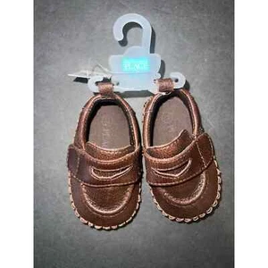 childrens place brown baby loafers hook loop crib shoes leather size 3-6 mon NWT - Picture 1 of 7