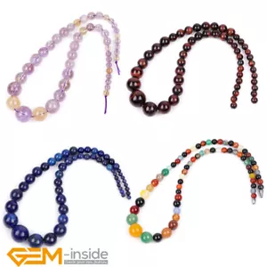 Assorted Natural Stones Graduated Round Semi-Finished Necklace Beads 6-14mm AU - Foto 1 di 185