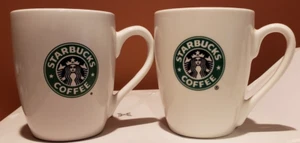 (2) Tazza tazza tazza caffè tè cacao STARBUCKS 2007, 2008 LOGO SIRENA bianco verde - Foto 1 di 5