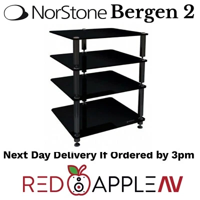 Norstone Bergen 2 Black With 4 Black Glass Shelves HiFi Stand Rack FREE Postage - Image 1 of 4