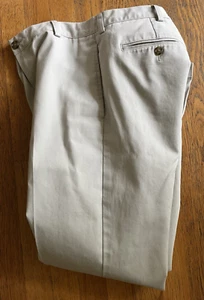 LLBean Men's Wrinkle Free Dbl L Chino 33x32 Stone New w/o Tag Flat Front #290508 - Picture 1 of 5