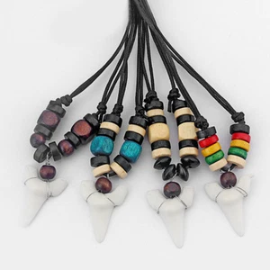 Shark Tooth Teeth Pendant Necklace Surf Surfer Gift Mens Womens Jewellery - Picture 1 of 9