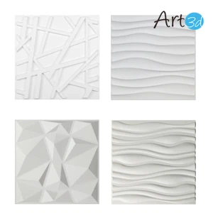 3D PVC Wall Panels Textured Diamond Design 12 Tiles 35 SF White WaterProof - Picture 1 of 26