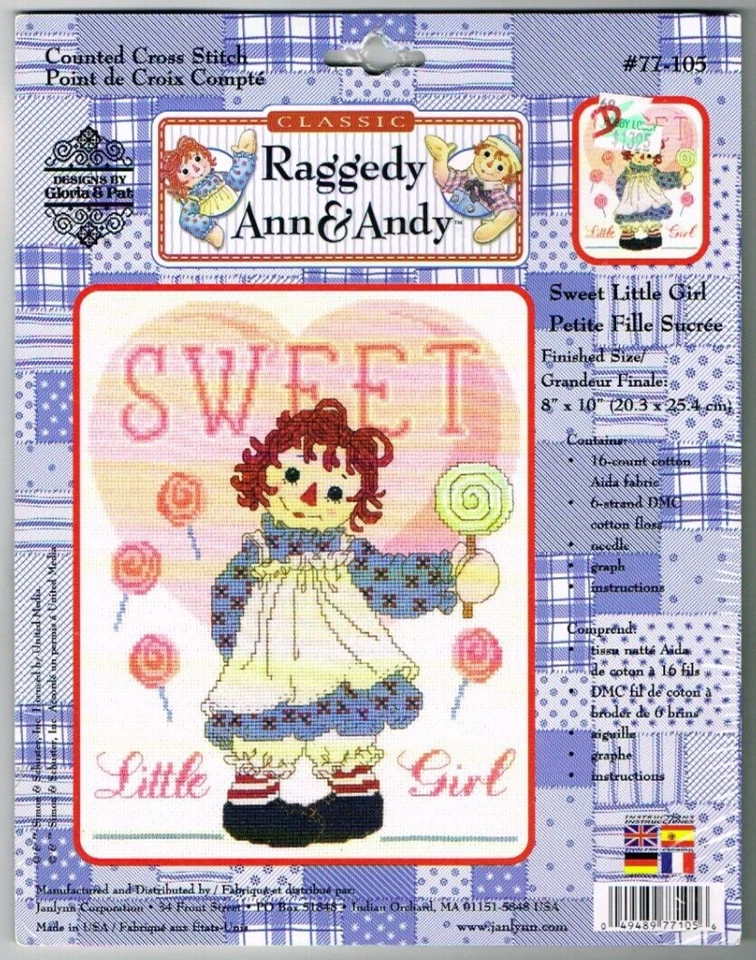 Raggedy Ann Sweet Little Girl Cross Stitch Kit Unopened Jaylynn 8 x 10" - Image 1 of 2