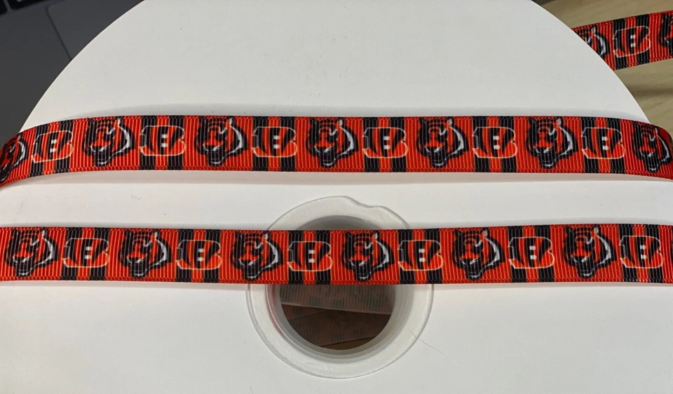 Cincinnati Bengals 5/8"  GROSGRAIN RIBBON - SHIP FROM USA - Image 1 of 1