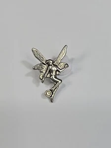 Fairy Lapel Pin Tiny Faux Jewel Silver Color Metal  - Picture 1 of 4