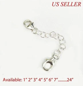 925 Solid Sterling Silver Round Link Extender Safety Chain Necklace Bracelet - Picture 1 of 3