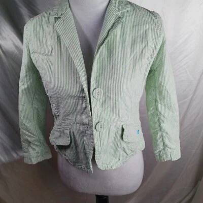 American Eagle Outfitters GREEN WHITE STRIPE  BLAZER SIZE S - Image 1 of 4
