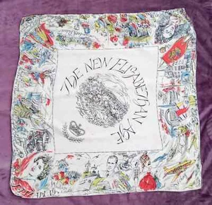 Vintage Queen Elizabeth II Coronation Scarf - "New Elizabethan Age" - Picture 1 of 9