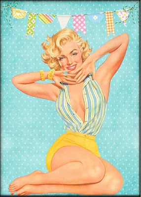 Pennants of Summer Pinup Collage 8x10 Fabric Block - Buy 2, Get 3rd FREE!  - Image 1 of 2