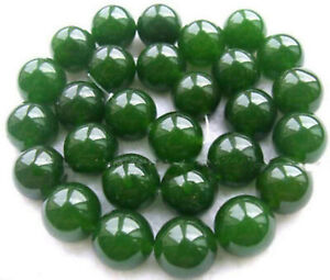 Huge 14mm Natural Nephrite Green Jade Round Gemstone Loose Beads 15 Inch AAA+