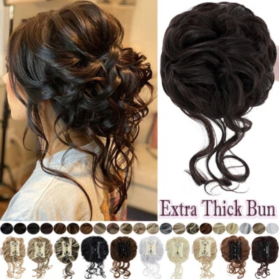 Haar Dutt Clip-in Klaue Haarverlängerung Gelockt Messy Bun Haarteil mit Klammer - Bild 1 von 4