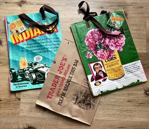 Indiana Trader Joe's NWT Reusable Shopping Grocery Gift Tote Bag CORN Racecar + - Picture 1 of 7
