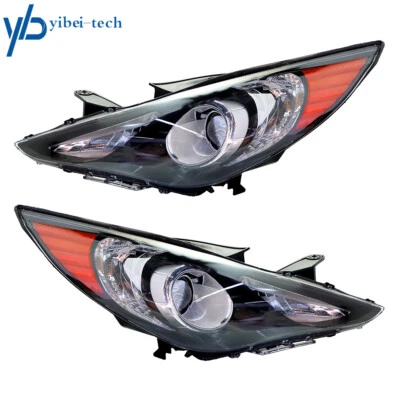 For 2011-2014 Hyundai Sonata Projector Headlight Black Housing Amber Corner Pair Foto 1 de 4