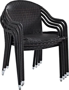 Palm Harbor 4-Piece Stackable Outdoor Chair Set, Wicker Patio Chairs for Dini... - Picture 1 of 1