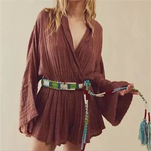 Cintura Free People Collection Rhys Rope taglia unica nuova con etichetta blu verde perline boho - Foto 1 di 9
