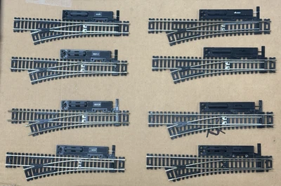 8 MANUAL  CODE 100 ATLAS L/H SNAP HO SCALE NICKEL SILVER #4 TURNOUTS - FREE SHIP - Image 1 of 3