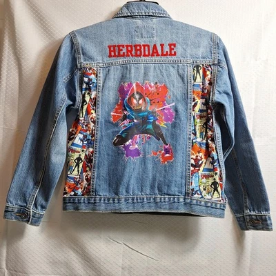 THE CHILDRENS PLACE Herbdale Spider-Man Denim Jean Jacket Kid Sz 10/12 (L) Blue - Image 1 of 4