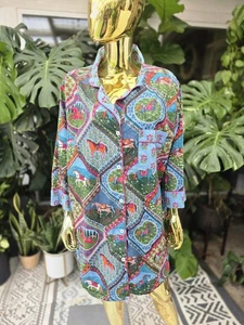 Camisa para dormir caballo alta PRINTFRESH en pijama fresco estampado XL de mezclilla rubor - Imagen 1 de 10