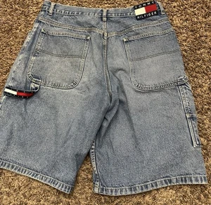 Vintage Y2K Tommy Hilfiger Carpenter Denim Jeans Shorts Baggy Loose Herren 36x12 - Bild 1 von 7