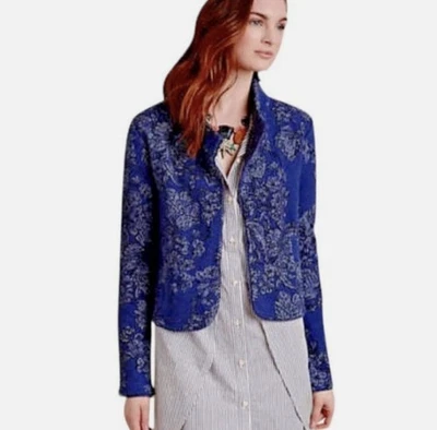 Cárdigan Suéter Tejido Anudado Anthropologie Púrpura Floral Frente Abierto Mediano Foto 1 de 4