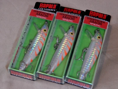 Lote de 3 señuelos Rapala Count Down Abachi CDA-9 (9 cm/17 g) CG buceo 2,4-3,6 m-NOS Foto 1 de 4