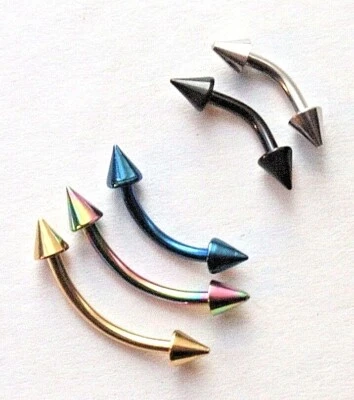 Barra de cejas curvada de 6 mm - 14 mm 16 g piercing corporal joyería anillo barra cono de espiga Foto 1 de 3