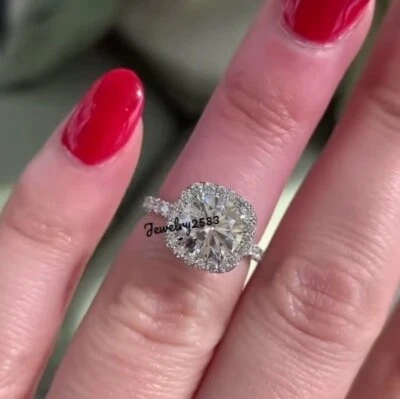Precioso anillo de boda de oro blanco real de 10 k con diamantes cultivados en laboratorio de 2,75 quilates CVD para damas Foto 1 de 4