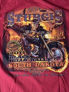 Sturgis Black Hills Rally 71 Anniversary Motorcycle T-Shirt Red Size Med 2011 - Picture 1 of 12