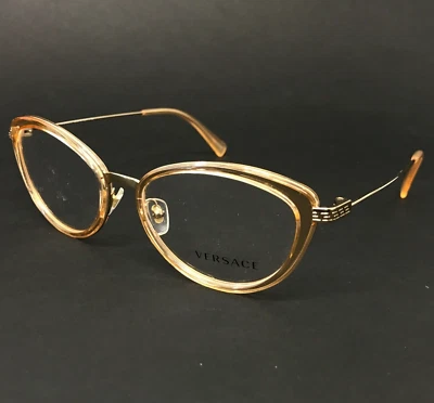 范思哲眼镜框 MOD.1244 1406 透明橙色金色猫眼 53-17-140 — 第 1/4 张图片