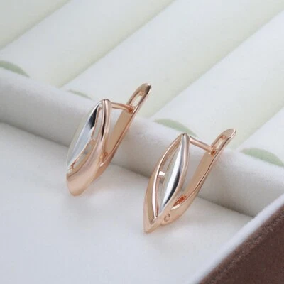 Luxus Damen Ohrringe 585RG  Rose Gold Zweifarbige Pfirsichherzohrringe - Bild 1 von 4