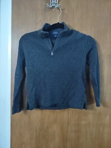 Polo Ralph Lauren 1/4 Zip Long Sleeve Sweatshirt Youth Boys Size 7 Gray Preppy - Picture 1 of 4