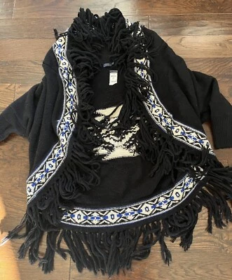 Polo Ralph Lauren Wool Alpaca Fringed Southwestern Cardigan Womens M/L - Изображение 1 из 4