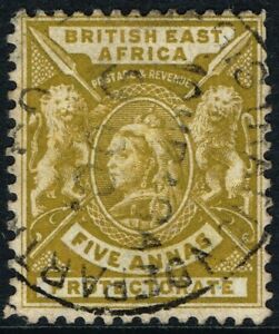 SG 72 BRITISH EAST AFRICA 1896 – 5a YELLOW-BISTRE – USED
