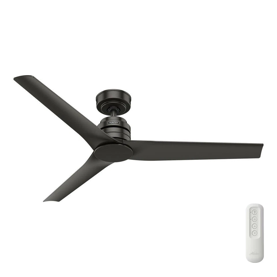 Ventilador Hunter 52 pulgadas contemporáneo acabado negro mate ventilador de techo con control remoto Foto 1 de 4