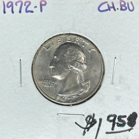 1972-P WASHINGTON QUARTER ~ CH/BU  - CLAD ~BEAUTIFUL COIN~ Cover