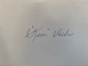 KEN ASH (1925-1930 White Sox, Cincinnati Reds) -Autograph 3x5 Card (d.1979)