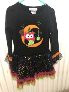 $40 Girl Halloween Outfit Dress Tutu Skirt Top Owl Witch Leggings Small 4-5 New - Picture 1 of 5