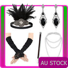 5pcs 1920s Gatsby Flapper Cigarette Gloves Necklace Headpiece Earring Accessory
