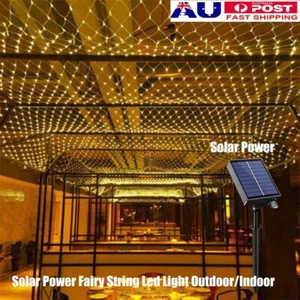 Solar Mesh Light Outdoor Twinkle Net Fairy String Light Remote Fence Back Decor - Picture 1 of 14