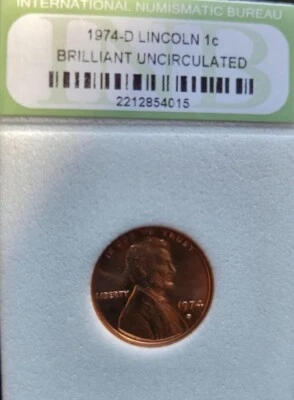  1974-D Lincoln Memorial One Cent  Graded Brilliant Uncirculated,  2212854015 - Image 1 of 4