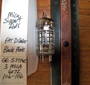 Strong GE 5 STAR 3 Mica Black Plate FAT D Getter 6072 Tube w Mica Support Rods - Picture 1 of 4