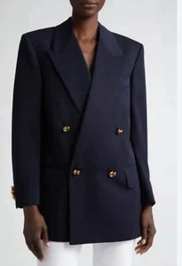 Austin Reed USA Womens Blazer Sz 2 Navy Wool Jacket Preppy Golf Party Career - Picture 1 of 8