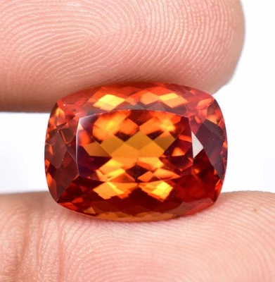 Piedra preciosa suelta certificada corte cojín zafiro naranja impecable natural 16x12 mm Foto 1 de 4