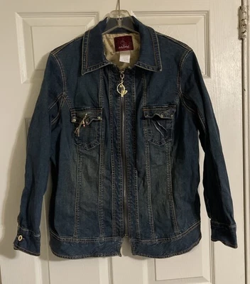 Vintage Baby Phat Jacket Women’s  1X Blue  Jean Denim Stretch Y 2K  Distressed - Image 1 of 4