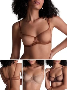 Aubade Sheer Emotion Half Cup Bra Underwired Non Padded Bras Sheer Embroidered - Picture 1 of 20