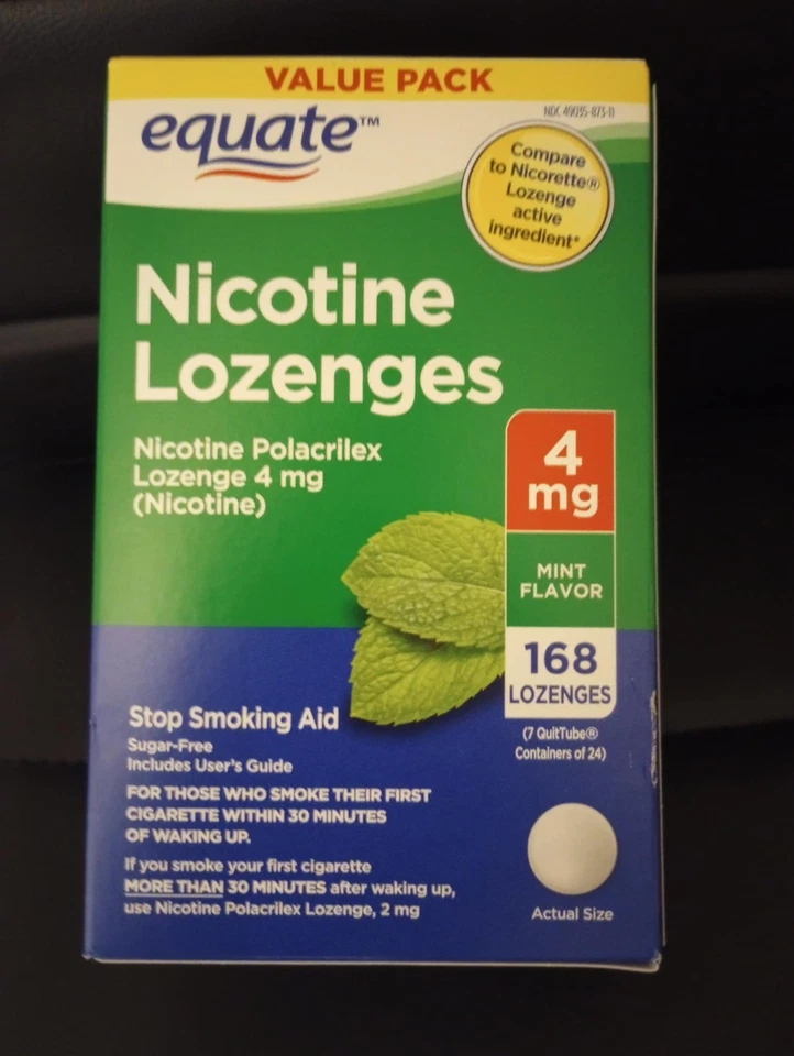 Pastilhas de nicotina Polacrilex, 4 mg, sabor menta, 168 unidades - Imagem 1 de 1