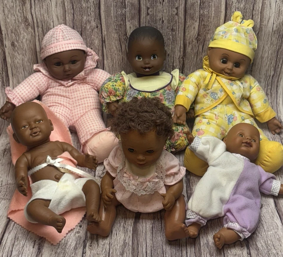 Lote de 4 bonecas bebês afro-americanas pretas vintage vintage - Imagem 1 de 4